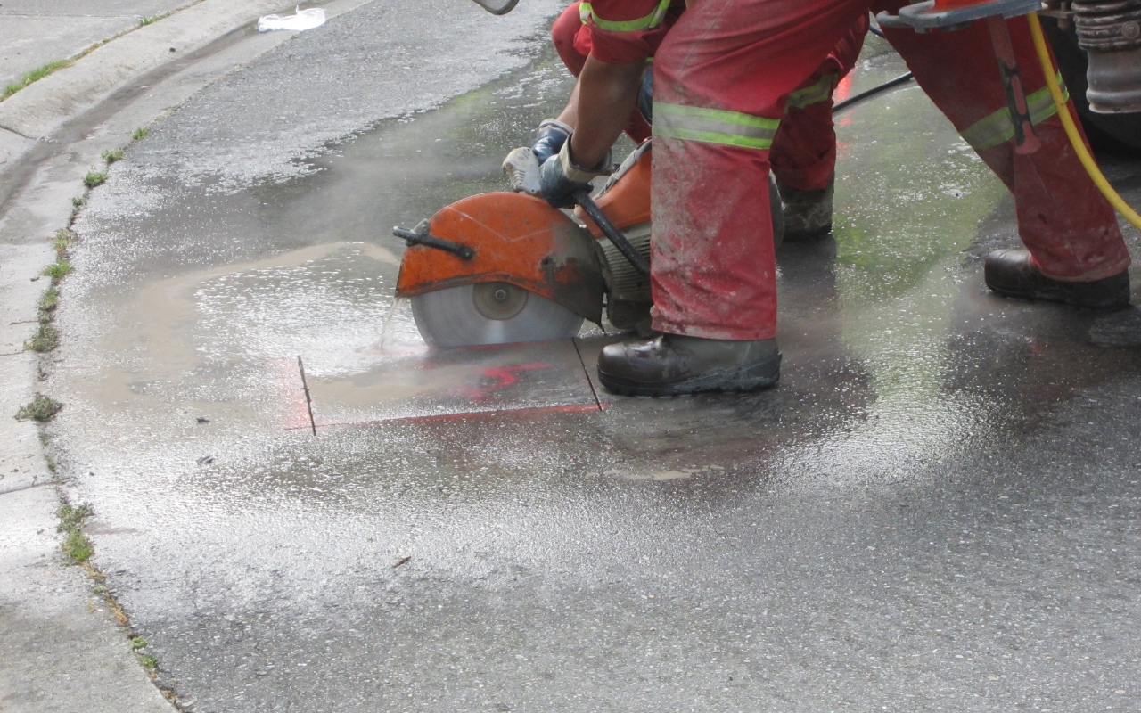 Safety gear for concrete saw cutting operations